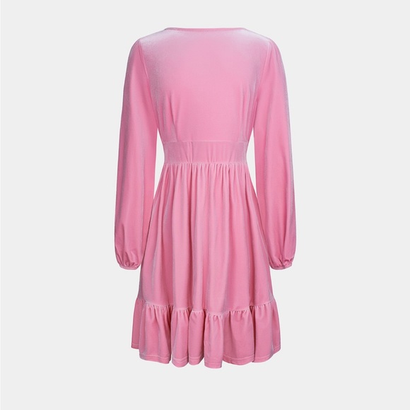 Halara Everyday Deep V Neck Ruffled Hem Velvet Mini Chill Dress size Medium - Picture 6 of 14